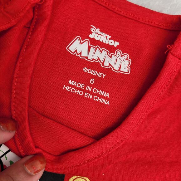 Disney Girls' 2-Piece Outfit Minnie Mouse Red Top & Ruffled Skirt Set Size 6 - Picture 5 of 11